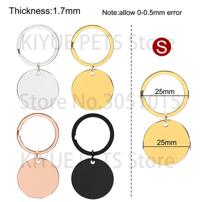 Custom 20Pcs/Set Pet Dog ID Tag Bone round Stainless Steel Plate Pendant Necklace Collar Pet Accessories