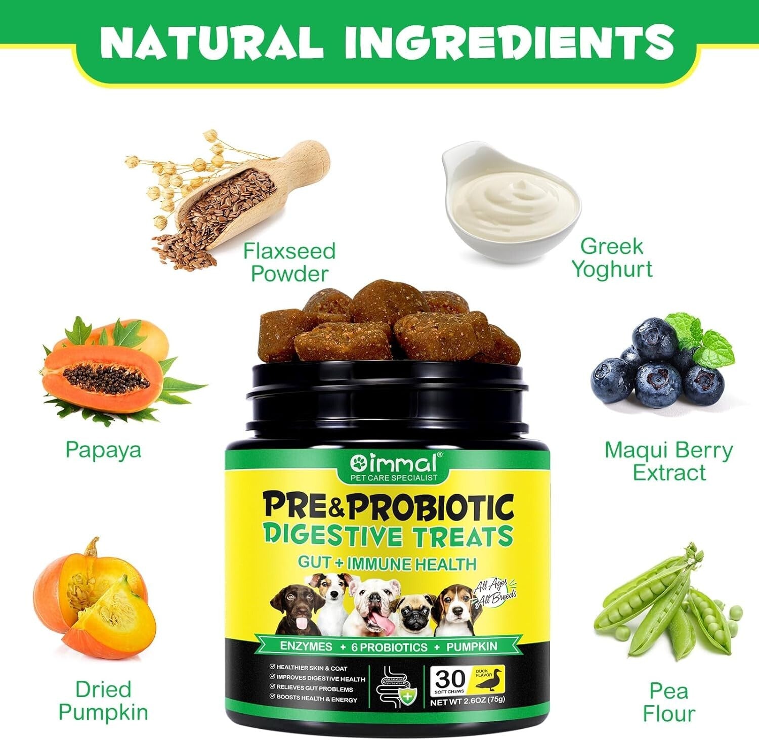 Probiotics Chews for Dogs, Dog Prebiotics for Gut Health - Probiotics for Dogs,