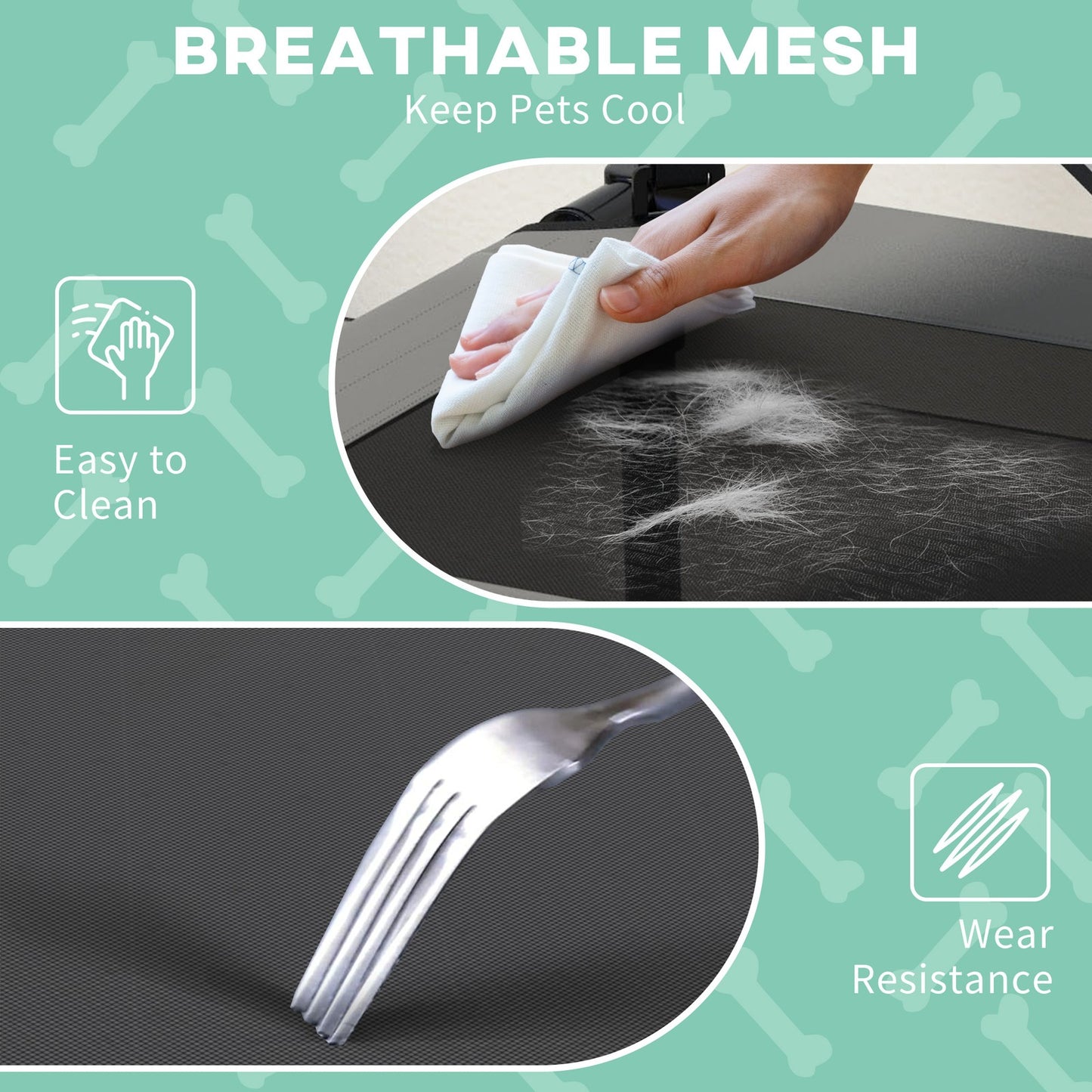 Pawhut Cooling Raised Dog Bed W/ Breathable Mesh, for S, M Dogs - Light Grey