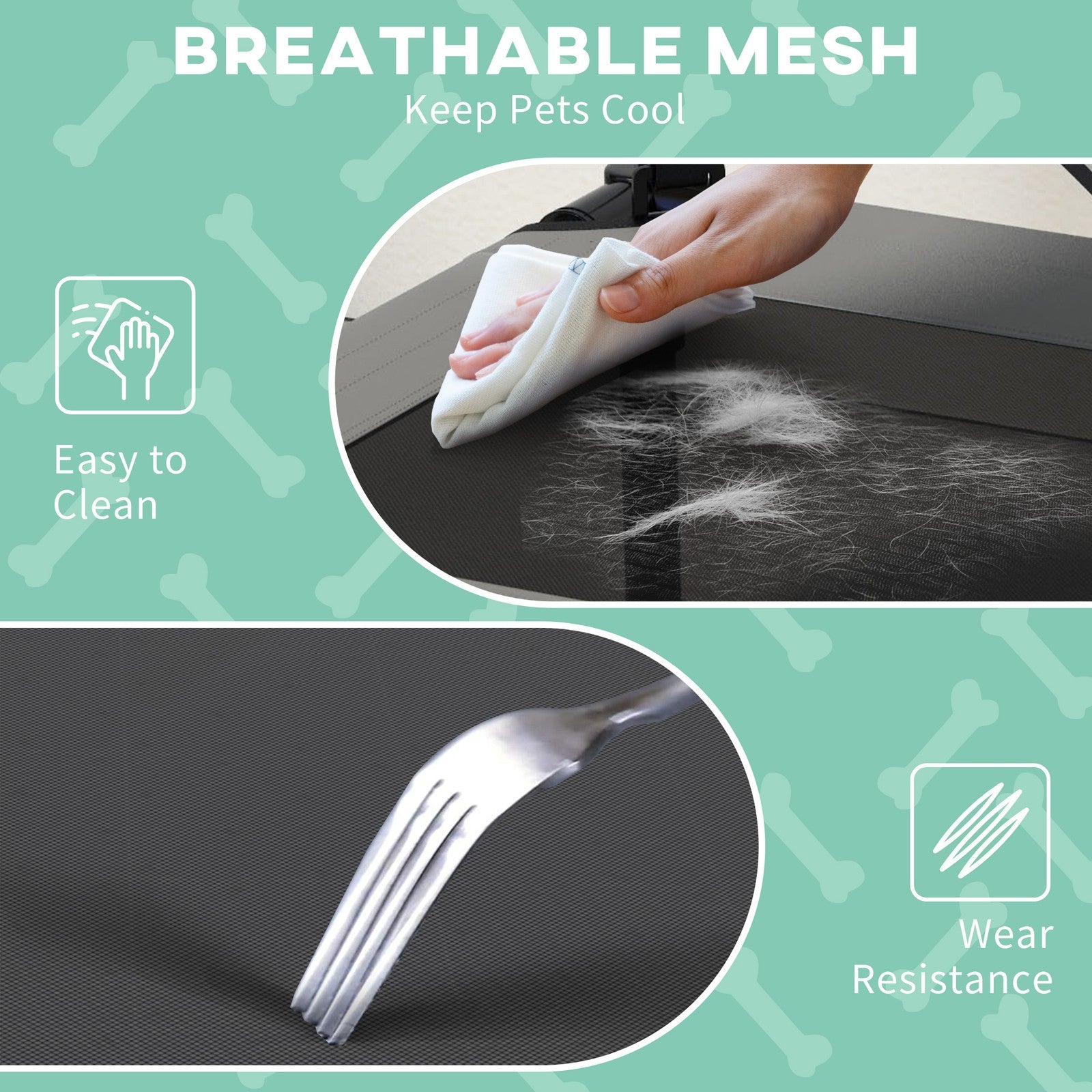 Pawhut Cooling Raised Dog Bed W/ Breathable Mesh, for S, M Dogs - Light Grey