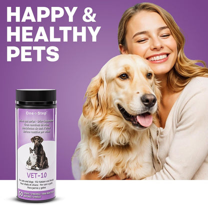 Pet Urine Testing Strips, 50 X Urinalysis Parameter Tests for Dogs, Cats, Vets, Accurate Testing for Veterinarians, Detects UTI, Diabetes, Bladder, Kidney, Liver, SG, Ph, Glucose