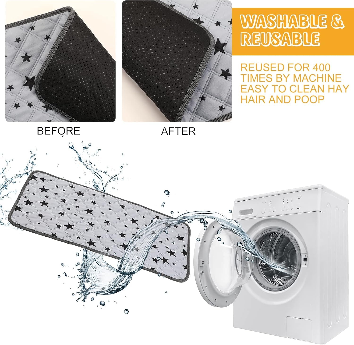 4 Pieces Guinea Pig Cage Liners Guinea Pig Fleece Bedding Absorbent Guinea Pig Accessories Reusable Washable Guinea Pig Pee Pad Non Slip Guinea Pig Mats for Cages with Patterns (14 X 28 Inch)