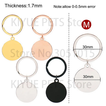 Custom 20Pcs/Set Pet Dog ID Tag Bone round Stainless Steel Plate Pendant Necklace Collar Pet Accessories