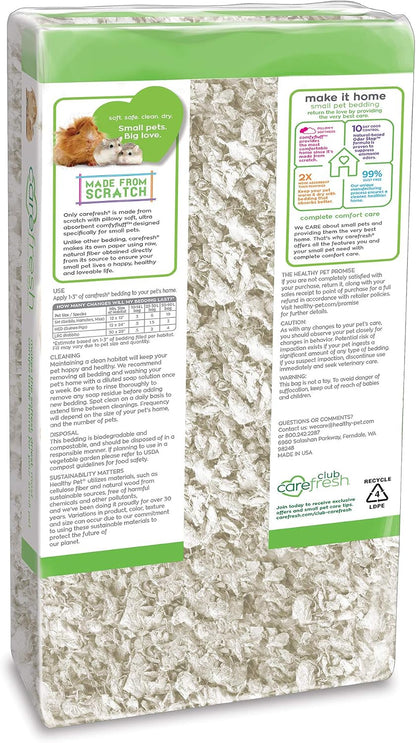 99% Dust-Free White Natural Paper Small Pet Bedding with Odor Control, 10L, White