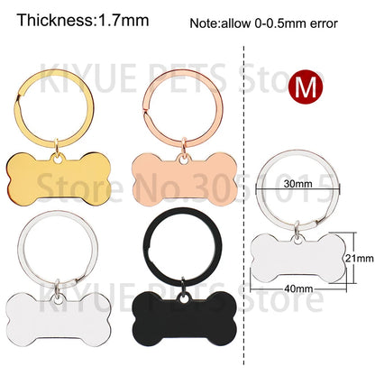 Custom 20Pcs/Set Pet Dog ID Tag Bone round Stainless Steel Plate Pendant Necklace Collar Pet Accessories