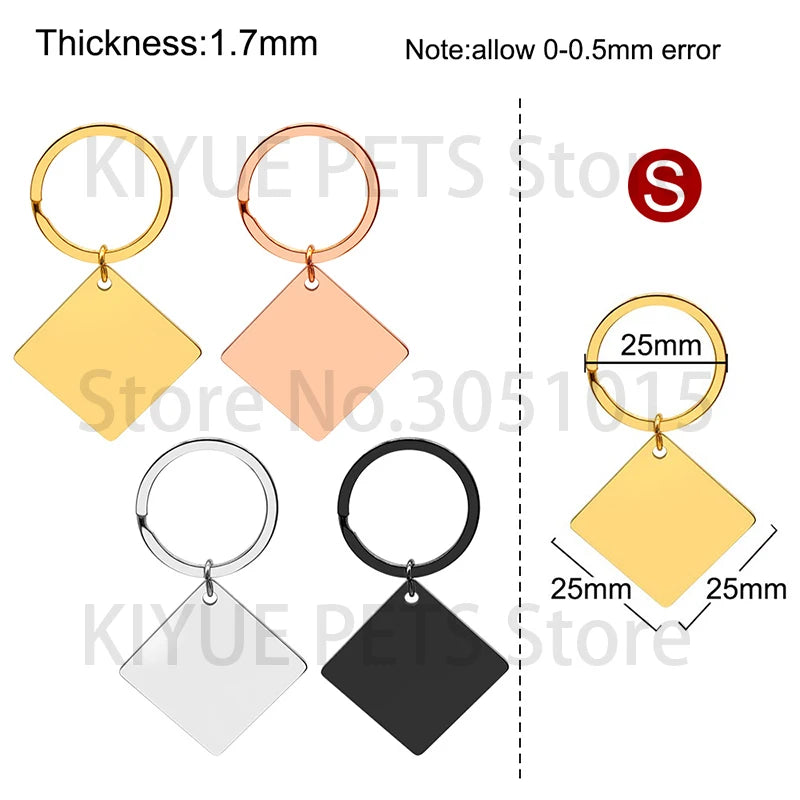 Custom 20Pcs/Set Pet Dog ID Tag Bone round Stainless Steel Plate Pendant Necklace Collar Pet Accessories