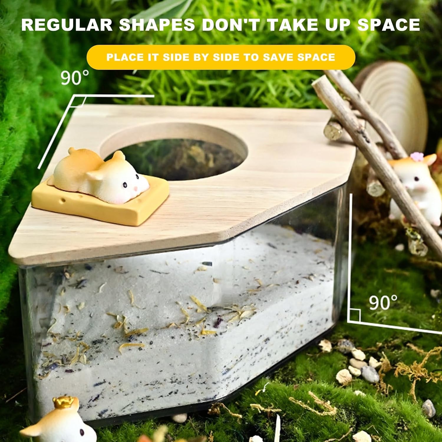 Hamster Sand Bath Container,Pet Hamster Sand Bathroom,Hamster Sand Bath Box,Sand Bathroom for Syrian Hamster,For Mice Lemming Gerbils (Pentagon-A)