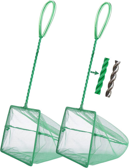 2 Pcs Aquarium Fish Net, Fine Mesh Quick Catch Fish Net for Fish Tank