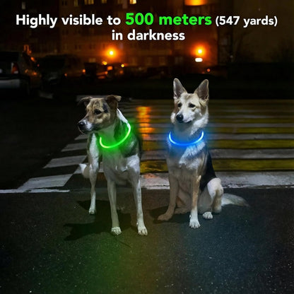 Light up Dog Collar USB Rechargeable Flashing Dog Collar for Dark – Safety High Vis Neon Dog Lights for Night Walking, Dog Harness Light Illuminous Dogs Collar Cut to Size for Small Dogs & Puppies