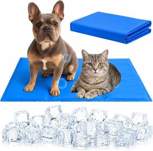 GSL Large Dog Gel Cool Mat, Car Travel Cooler Mat for Dogs & Cats 90X50Cm, Pressure Activated Self-Cooling Gel Pad, Scratch Resistant Foldable Pet Crate Insert, Non-Toxic Material Great for Hot Summer