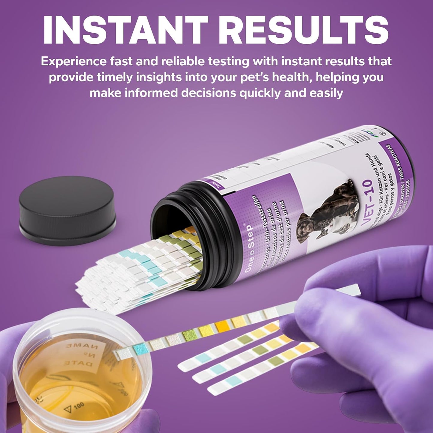 Pet Urine Testing Strips, 50 X Urinalysis Parameter Tests for Dogs, Cats, Vets, Accurate Testing for Veterinarians, Detects UTI, Diabetes, Bladder, Kidney, Liver, SG, Ph, Glucose
