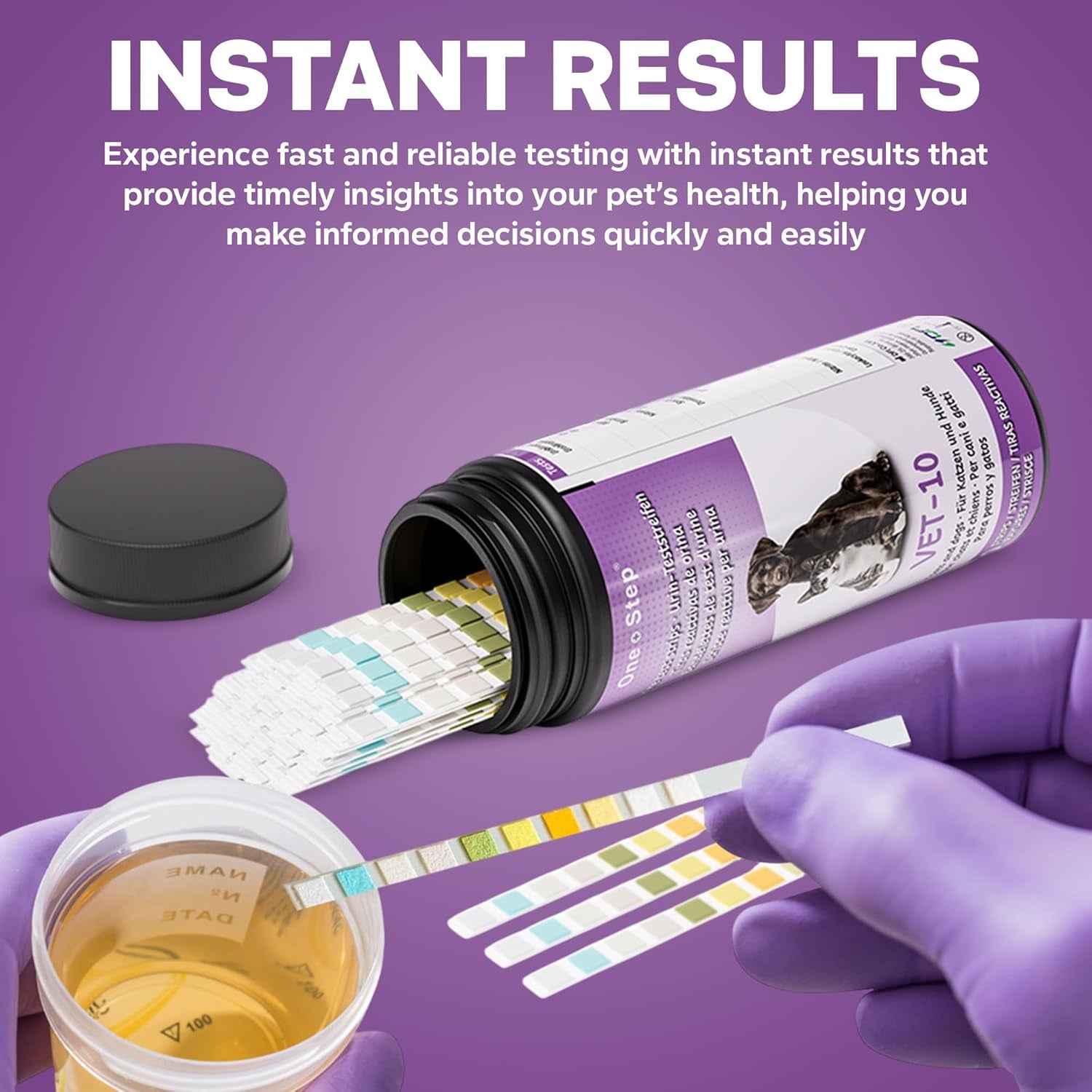 Pet Urine Testing Strips, 50 X Urinalysis Parameter Tests for Dogs, Cats, Vets, Accurate Testing for Veterinarians, Detects UTI, Diabetes, Bladder, Kidney, Liver, SG, Ph, Glucose