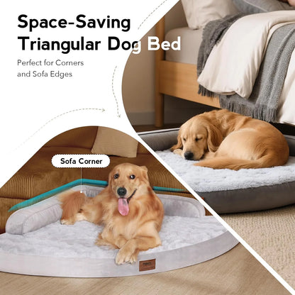 Large Dog Bed - Orthopedic Egg-Crate Memory Foam Dog Beds with Removable Washable Cover, Waterproof Pet Beds with Non-Slip Bottom(Grey)