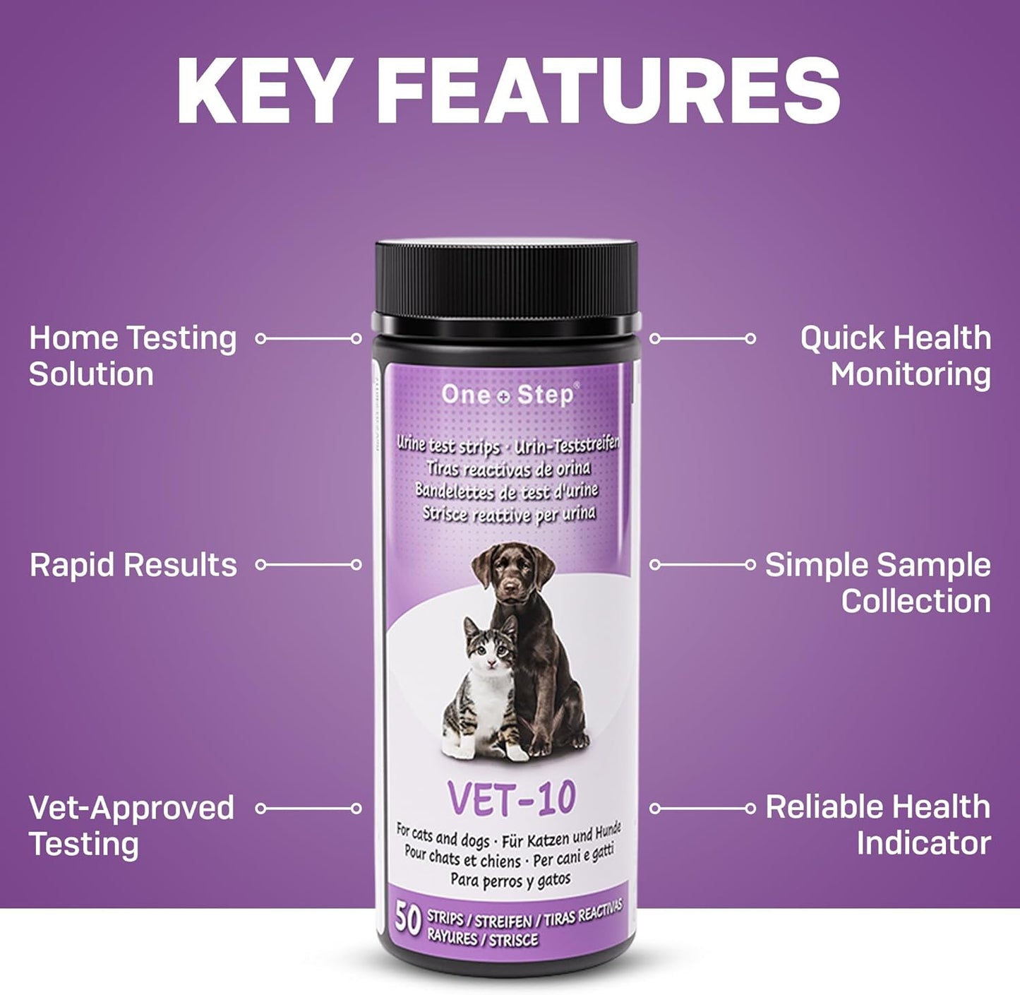 Pet Urine Testing Strips, 50 X Urinalysis Parameter Tests for Dogs, Cats, Vets, Accurate Testing for Veterinarians, Detects UTI, Diabetes, Bladder, Kidney, Liver, SG, Ph, Glucose