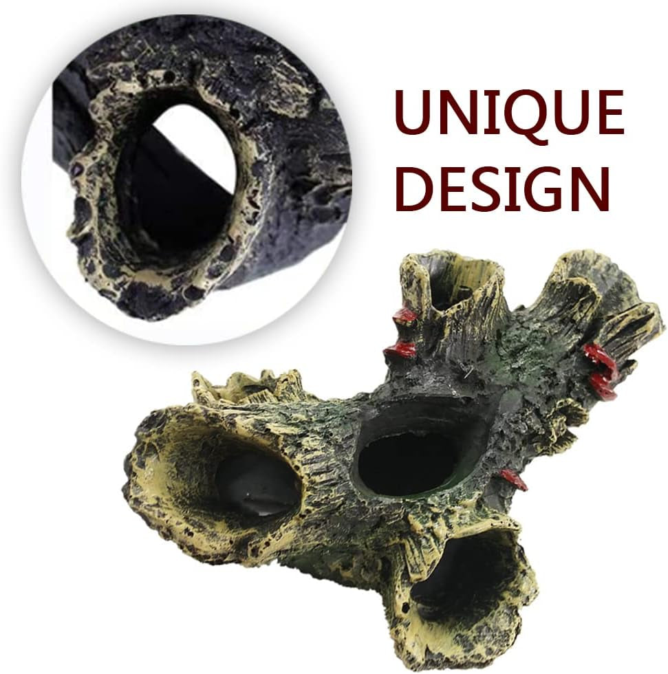 Log Resin Tree Trunk Ornament Aquarium Fish Tank Decoration Home Landscaping Crafts for Fish Tank Small Fish Hiding