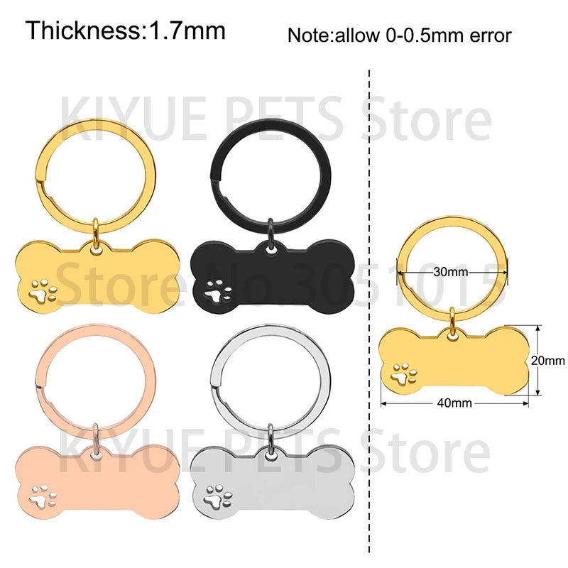 Custom 20Pcs/Set Pet Dog ID Tag Bone round Stainless Steel Plate Pendant Necklace Collar Pet Accessories