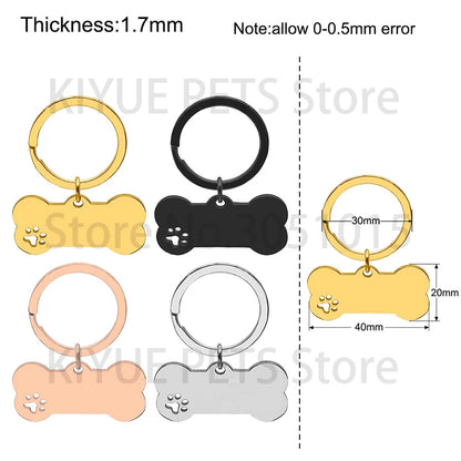 Custom 20Pcs/Set Pet Dog ID Tag Bone round Stainless Steel Plate Pendant Necklace Collar Pet Accessories