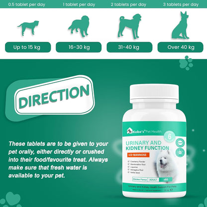 Probiotics for Dogs by KOBE’S® | Digestive Enzyme | Urinary Tract Infection | Stimulates Immune System & Maintains Overall Health | Dog Yeast Infection Treatment| Dog Diarrhea Treatment - 60 Tablets